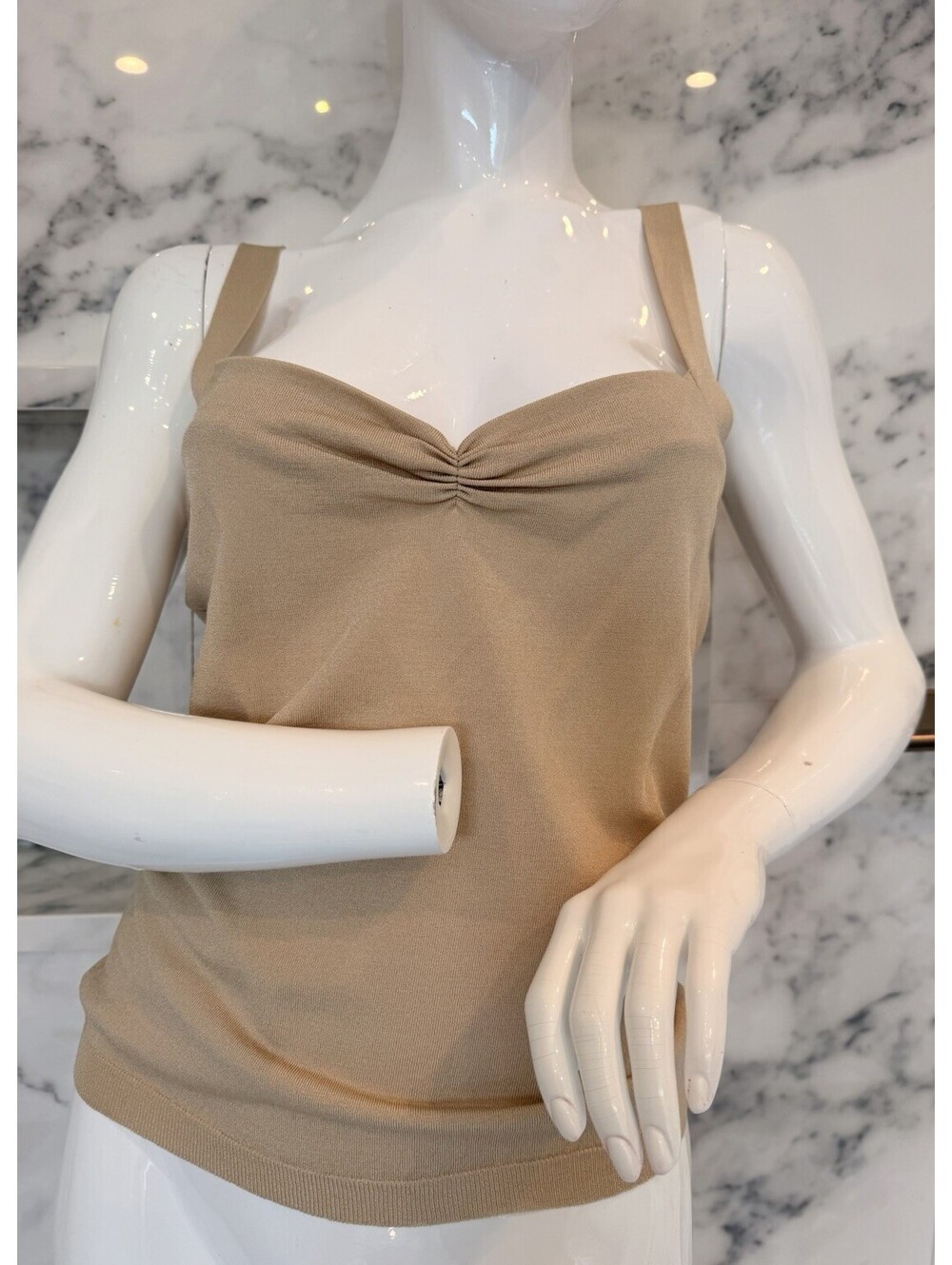 NWT Valentino Beige Knit Camisole Top L Made in Italy Designer Luxury Tank